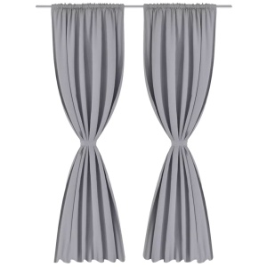 2 Perdele opace gri cu rejansă 135 x 245 cm - Img 2