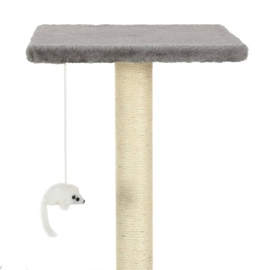 Ansamblu pentru pisici cu stâlpi din funie de sisal, 95 cm Gri - Img 5
