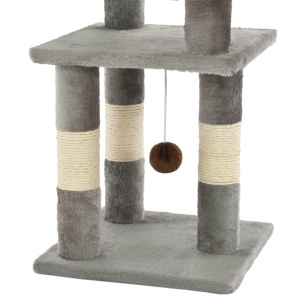 Ansamblu pentru pisici, stâlpi din funie de sisal, 65 cm, gri - Img 5
