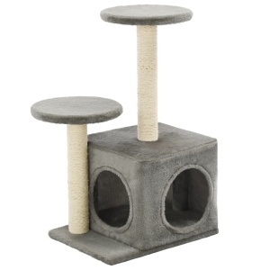 Ansamblu pisici cu stâlpi din funie de sisal, 60 cm gri - Img 2