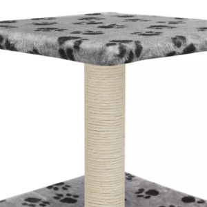 Ansamblu pisici, stâlp funie sisal, 55 cm, imprimeu lăbuțe, gri - Img 5
