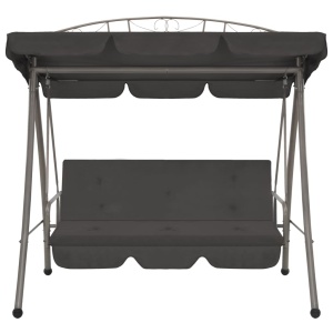 Balansoar extensibil cu copertină antracit 198x120x205 cm oțel - Img 2