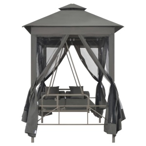 Balansoar extensibil cu copertină antracit 220x160x240 cm oțel - Img 6