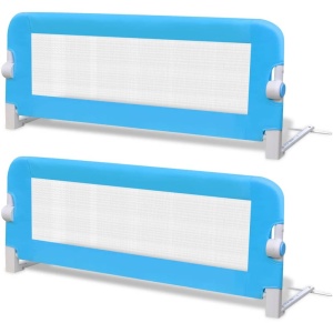 Balustradă de pat protecție copii, 2 buc, albastru, 102 x 42 cm - Img 2