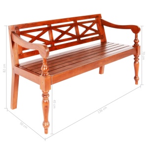 Bancă Batavia, maro inchis, 136 cm, lemn masiv mahon - Img 5