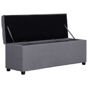 Bancă, compartiment de depozitare, gri deschis 116 cm poliester - Img 6