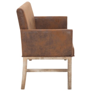 Bancă cu brațe, maro, 140 cm, piele intoarsă ecologică - Img 8