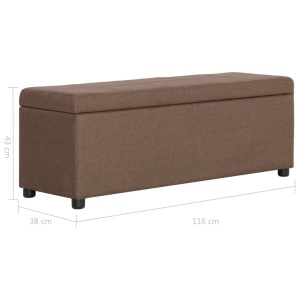 Bancă cu compartiment de depozitare, maro, 116 cm, poliester - Img 7