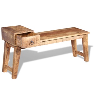 Bancă cu sertar lemn solid de mango, 120 x 36 x 60 cm - Img 5