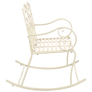 Bancă de grădină, alb vintage, 104 cm, fier - Img 3
