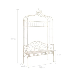 Bancă de grădină, alb vintage, 122 cm, fier - Img 5