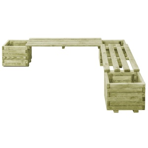 Bancă de grădină cu jardiniere, lemn de pin tratat - Img 3