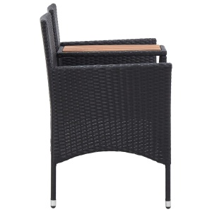 Bancă de grădină cu măsuță, 2 locuri, negru, 143 cm, poliratan - Img 3