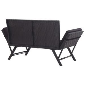 Bancă de grădină cu perne, negru, 176 cm, poliratan - Img 4
