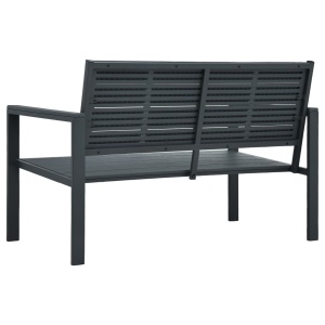 Bancă de grădină, gri, 120 cm, HDPE, aspect de lemn - Img 4