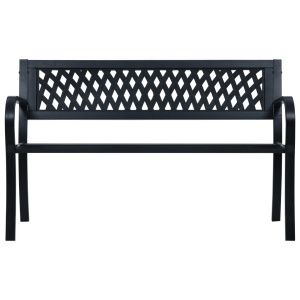 Bancă de grădină, negru, 125 cm, oțel - Img 2