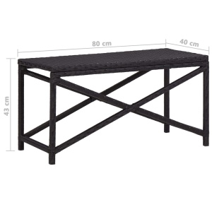 Bancă de grădină, negru, 80 cm, poliratan - Img 5