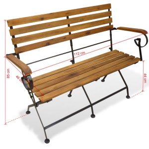 Bancă de grădină pliabilă, 112 cm, lemn masiv de acacia - Img 5
