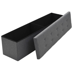 Bancă depozitare pliabilă, aspect pânză 150x38x38cm, gri inchis - Img 3