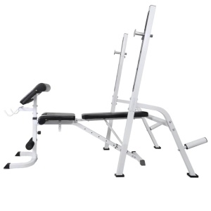 Bancă fitness cu raft greutăți, set haltere/gantere, 120 kg - Img 4