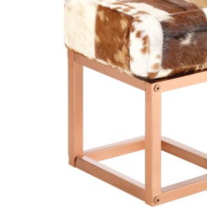 Bancă, maro, 110 cm, piele naturală de capră, model petice - Img 8