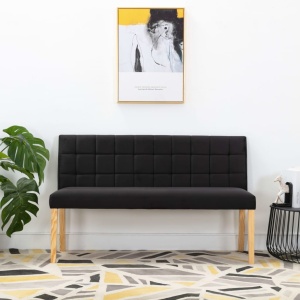 Bancă, negru, 140 cm, material textil