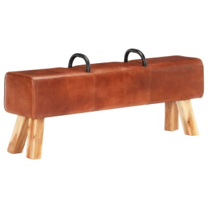 Bancă Turnbock vintage cu mânere, piele naturală de capră