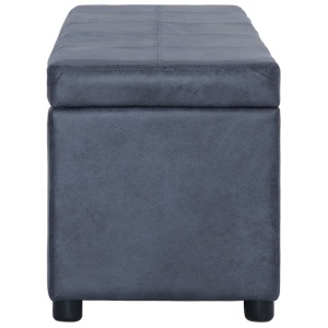 Banchetă cu depozitare, gri, 116 cm, piele intoarsă ecologică - Img 4