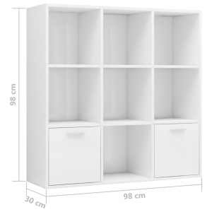 Bibliotecă, alb extralucios, 98 x 30 x 98 cm, PAL - Img 9