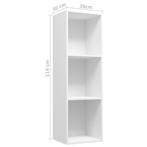 Bibliotecă/Comodă TV, alb, 36 x 30 x 114 cm, PAL - Img 10