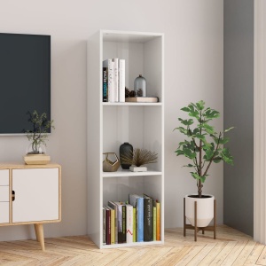 Bibliotecă/Comodă TV, alb lucios, 36 x 30 x 114 cm, PAL