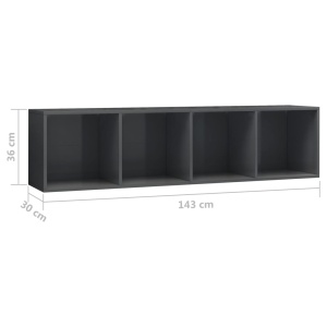 Bibliotecă/Comodă TV, gri extralucios, 143 x 30 x 36 cm - Img 7