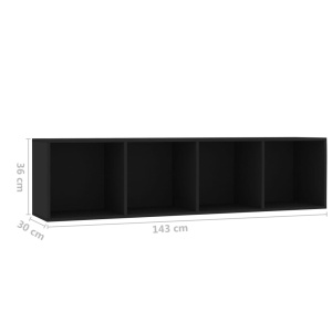 Bibliotecă/Comodă TV, negru, 143 x 30 x 36 cm - Img 7