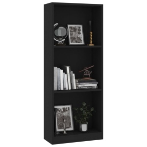 Bibliotecă cu 3 rafturi, negru, 40 x 24 x 108 cm, PAL - Img 3