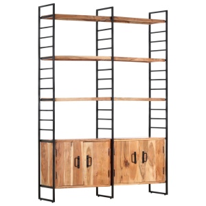 Bibliotecă cu 4 rafturi, 124 x 30 x 180 cm, lemn masiv de acacia