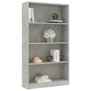 Bibliotecă cu 4 rafturi, gri beton, 80 x 24 x 142 cm, PAL - Img 3