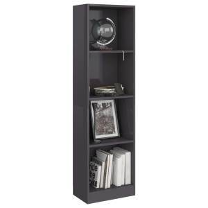 Bibliotecă cu 4 rafturi, gri extralucios, 40 x 24 x 142 cm, PAL - Img 3