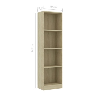 Bibliotecă cu 4 rafturi, stejar Sonoma, 40 x 24 x 142 cm, PAL - Img 5
