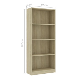 Bibliotecă cu 4 rafturi, stejar Sonoma, 60 x 24 x 142 cm, PAL - Img 5