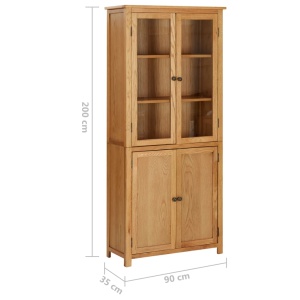 Bibliotecă cu 4 uși, 90x35x200 cm, lemn masiv stejar &amp; sticlă - Img 6
