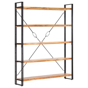 Bibliotecă cu 5 rafturi, 140x30x180 cm, lemn masiv de acacia - Img 11