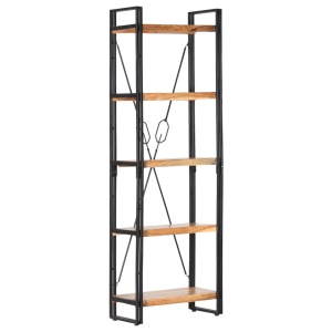 Bibliotecă cu 5 rafturi, 60 x 30 x 180 cm, lemn masiv de acacia - Img 7