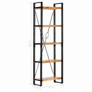 Bibliotecă cu 5 rafturi, 60 x 30 x 180 cm, lemn masiv de mango - Img 5