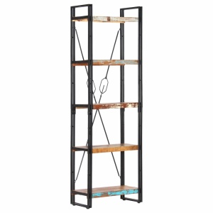 Bibliotecă cu 5 rafturi, 60 x 30 x 180 cm, lemn masiv reciclat - Img 6