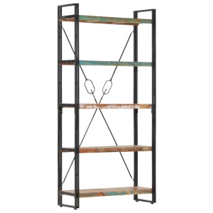 Bibliotecă cu 5 rafturi, 90 x 30 x 180 cm, lemn masiv reciclat - Img 9