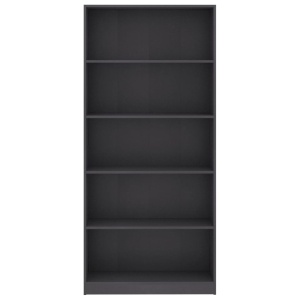 Bibliotecă cu 5 rafturi, gri, 80 x 24 x 175 cm, PAL - Img 4