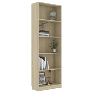 Bibliotecă cu 5 rafturi, stejar Sonoma, 60 x 24 x 175 cm, PAL - Img 3