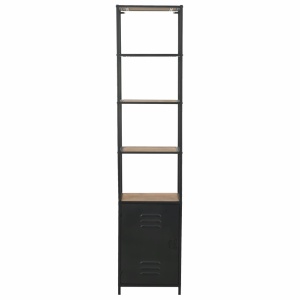 Bibliotecă din lemn masiv de brad și oțel, 40,5 x 32,5 x 180 cm - Img 3