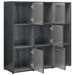 Bibliotecă, gri extralucios, 90 x 30 x 90 cm, PAL - Img 8