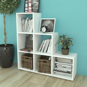Bibliotecă in trepte / Raft de expunere 107 cm Alb